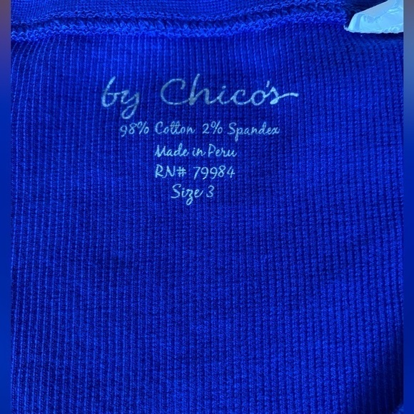 Chico's Sapphire Blue Sleeveless Ribbed Knit Style V Neck Tank Top Size 3 - Picture 6 of 11
